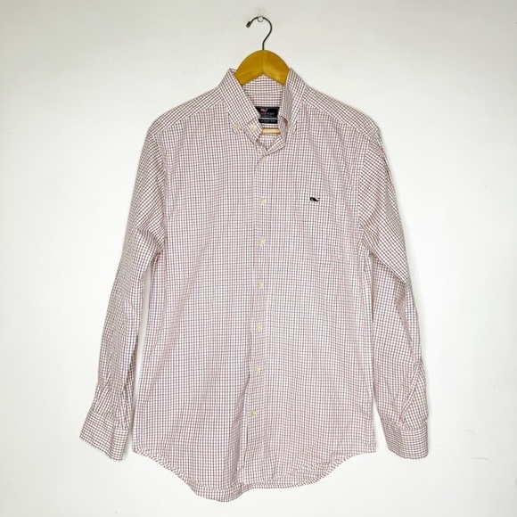 Vineyard Vines Classic Men's Red and Blue Checkered Shirt Long Sleeve Size Small - Picture 3 of 6